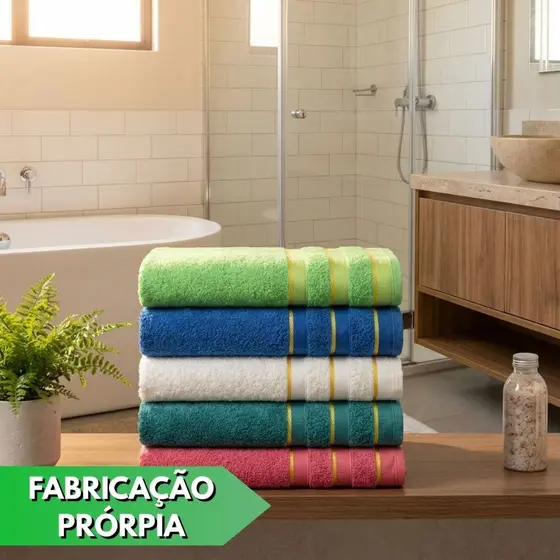 Kit 3 Toalhas Franciele 100% Algodão Banho 70x140 Banhão Grossa Felpuda Toque Suave