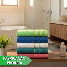 Kit 3 Toalhas Franciele 100% Algodão Banho 70x140 Banhão Grossa Felpuda Toque Suave