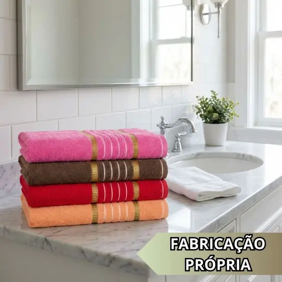 Kit 4 Toalhas Algodão Pérola Felpuda Banho Banhão Grossa 70x140 Secagem Rápida Maciez