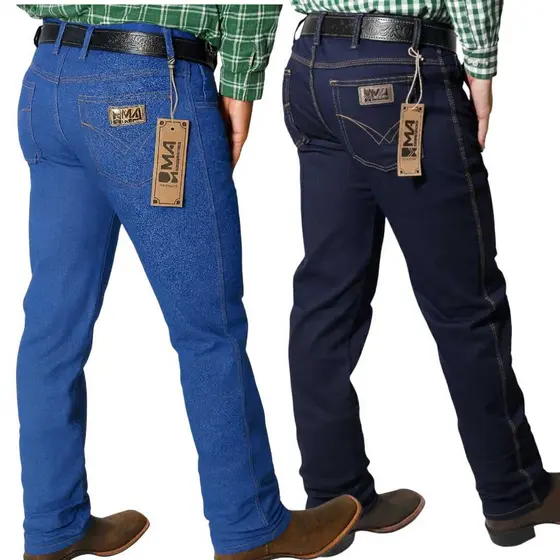 Kit 2 Calças Jeans Country Masculinas Premium com Elastano Conforto e Estilo Rodeio e Uso com Bota
