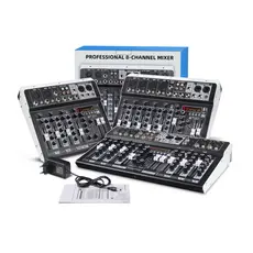 4/6/8Channel Mixer De Áudio Portátil Profissional, Mesa De Som, MP3 Digital, Entrada De Computador,  Power Number