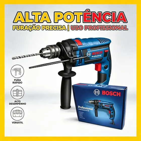 Furadeira de Impacto Bosch GSB 16 RE 1200W 1/2" com Maleta Completa