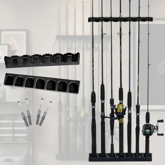 Suporte Vara Para Pesca Expositor De Parede 7 Varas
