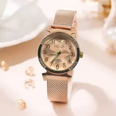 Relógio feminino à prova d'água com pulseira magnética ajustável de luxo