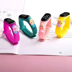 Relógio digital LED infantil à prova d'água com desenhos animados para crianças/meninas