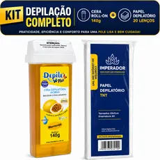 Kit Cera Depilação Hidrossoluvel Roll On 140g + Papel Depilatorio 20 unidades Imperador