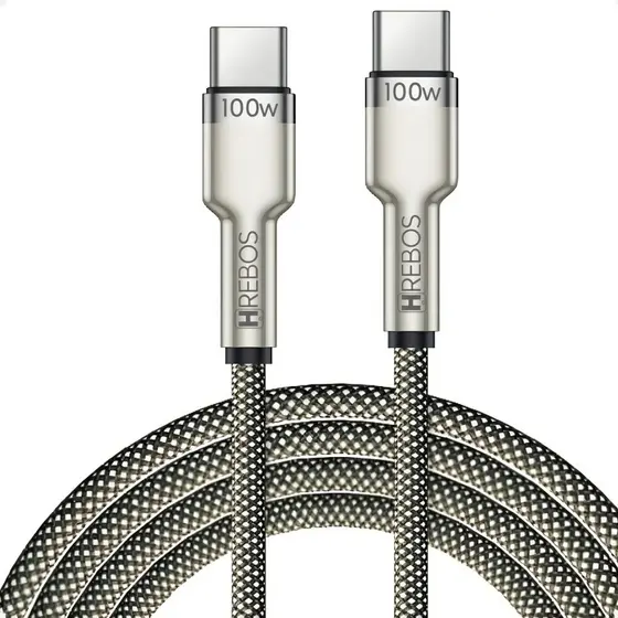 Cabo 2 Metros 100w Tipo-c Trançado Metal Waves Hrebos