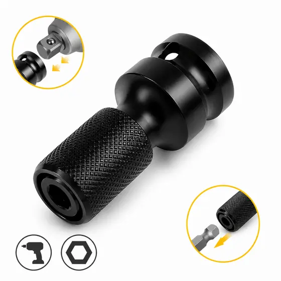 Adaptador Converter Chave Impacto Em Parafusadeira/Furadeira 1/2 Para Bit Hex 1/4 Troca Rápida Broca