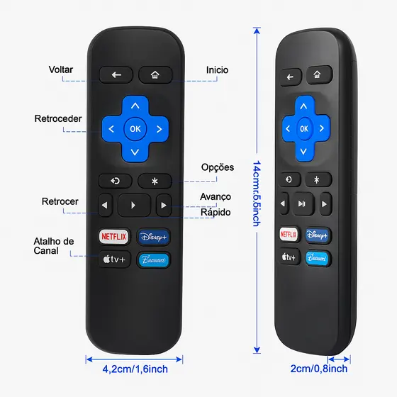 Controle Remoto Para Roku TV Express Para Aparelho Roku Com Botôes De Atalho