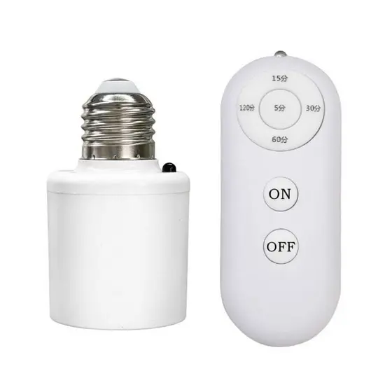 Soquete Bocal E27 Com Controle Remoto Para Lâmpadas Adaptador Com Timer Alcance 8 Metros Até 60W