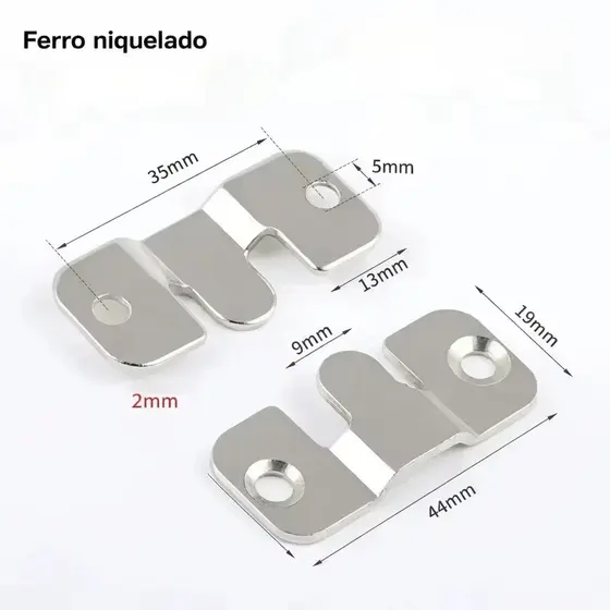 Suporte Conector Gancho De Encaixe Kit 2 Peças (1 Par) + Parafusos | Trava Sofá Prateleiras Quadro