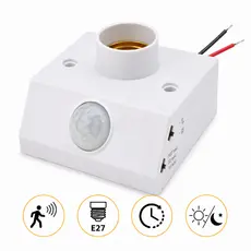 Sensor De Presença PIR E27 Bivolt Ajustável Detector De Movimento Infravermelho Para Lâmpada