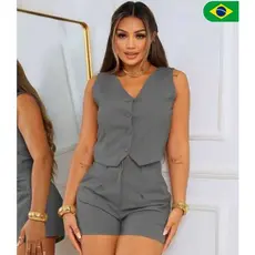 💋CONJUNTO FEMININO alfaiataria social short e colete