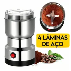 Moedor Multifuncional com 4 Lâminas de CaféGrão Sementes Elétrico Inox Portátil 110V/220V
