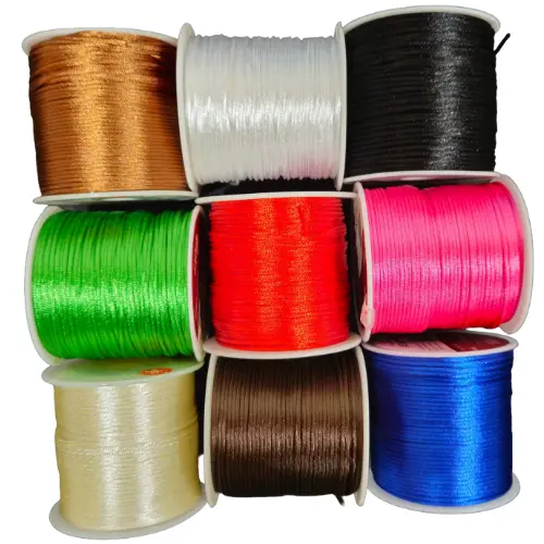 Cordão de Cetim Rolo 5m/10m/50m Cores Diversas Laços Artesanatos Pulseiras Costuras DIY Rabo Rato