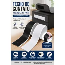 Velcro Adesivo Extra Forte 1-5 m x 16mm Preto Fecho Contato Dupla Face Auto Colante Macho Fêmea