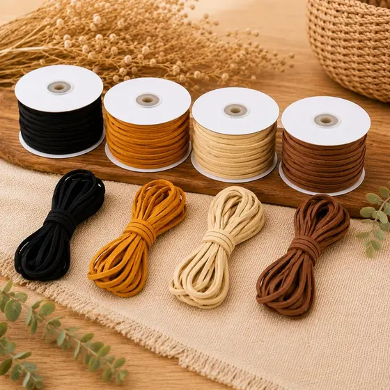 Cordão Camurça 3mm 5m 10m ou 50m Fio Suede Pulseiras Artesanato Couro flexível alta resistência