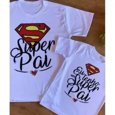 Kit Camiseta Unissex & Camiseta Infantil Dia dos Pais Super Pai Super Filha Presente Dia dos Pais