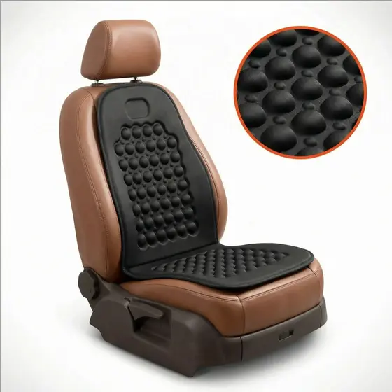 Capa Massageadora Encosto Banco Carro Bolinhas Madeira Universal Ortopédica Lombar