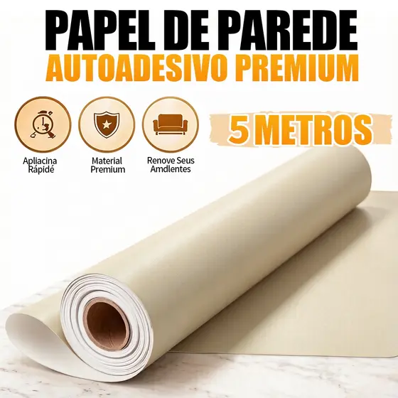 Papel Adesivo para Parede Liso Fosco Impermeável Antimanchas Autocolante Fácil Instalação para Sala Quarto 5mx45cm