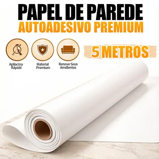 Papel de Parede Autoadesivo 5m x 45cm Impermeável Antimanchas Fácil de Aplicar para Ambientes Internos