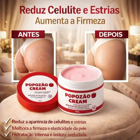 Popozao Cream 200g – Creme Firmador e Anticelulite para Bumbum | Aumenta a Firmeza | Efeito Aquecimento Controlado