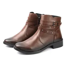 Bota Feminina Cano Curto e Ziper Lateral Moda do Inverno