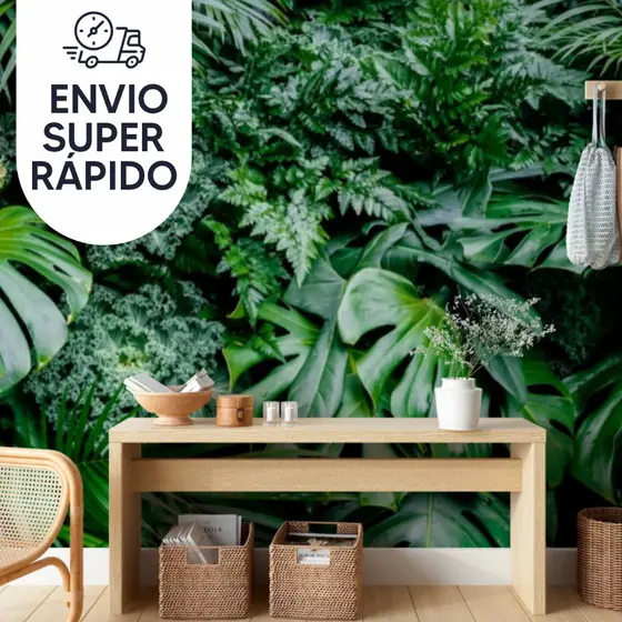 Papel de Parede  Linha Studio Decor Folhagem Tropical Verde Moderna Autoadesivo Decorativo