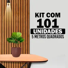 Kit até 101 Revestimentos Ripa Ripados MDF 45x11cm com Variações de 21 até 101 unidades com dupla face
