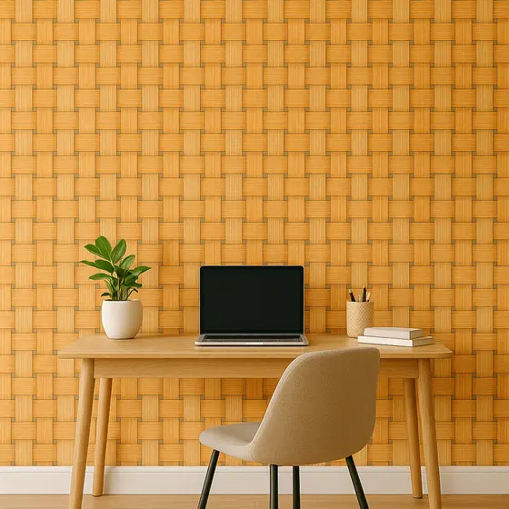 Papel de Parede Adesivo Palhinha Trançada 3m x 50cm Rústico com Efeito Artesanal
