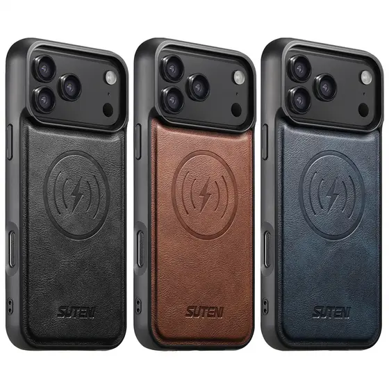 Capa De Couro De Luxo Retrô Com Carregamento Por Indução Para iPhone 17 16 15 14 13 12 Pro Max Plus