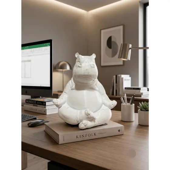 Kit 3 Mini Estátuas Hipopótamos Yoga Decorativos | Decoração para Pilates, Yoga e Bem-Estar