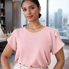 Blusa Feminina Lisa Manga Curta Confortável Moderna Ideal para Trabalho e Dia a Dia