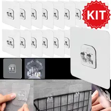 Kit Ganchos De Parede Transparente Não Marcante Autoadesivo Suporte Para Prateleira de Encaixe