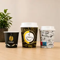 100 Copo de Papel 60ml 120ml C/ Tampa Bico Opcional Estampado Térmico Chá Café Expresso Bebida Quente Fria
