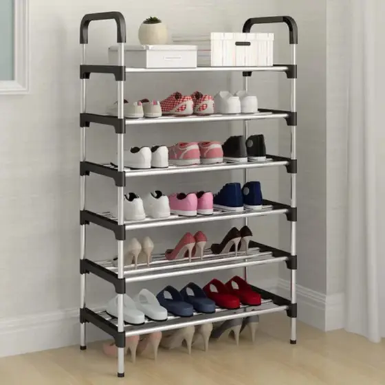 Sapateira Vertical 6 Prateleiras 18 Pares De Sapatos Calçados Aço Cromado Luxo Desmontável