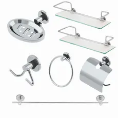 Kit Acessórios Para Banheiro 5 Peças + 2 Porta Shampoo Reto