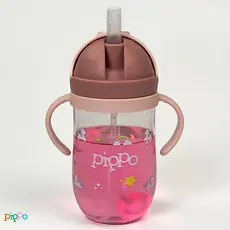 Copo de Treinamento Transição Bebe Infantil 350ml Com Alça E Canudo Antivazamento Para Beber Deitado Sem BPA | Pippo