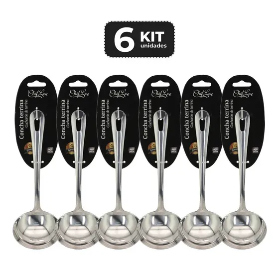 Kit 6 Concha Terrina Inox 20 cm Profissional Restaurante Buffet Cozinha Industrial