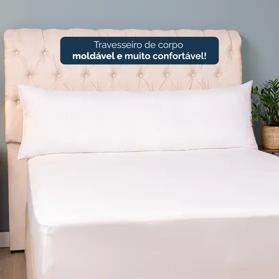 Travesseiro de Corpo King Fibra Toque de Pluma 1,50cm x0,50cm Mega Promoção