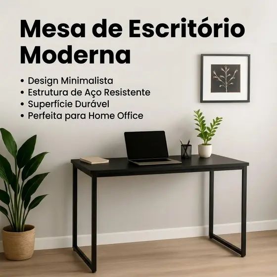 Mesa Industrial 90x40 cm — Ideal para Sala, Quarto e Cozinha