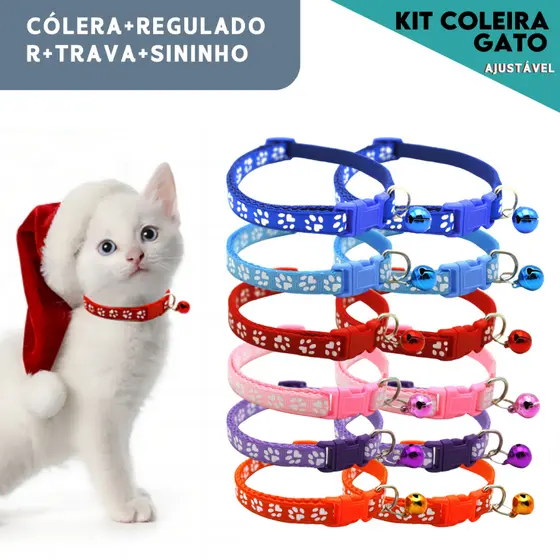 Coleira Pet Com Sino Ajustável Para Cães e Gatos Segura e Confortável -  Aviv