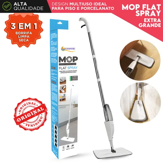 Mop Spray Cabo Longo 1,45m com Reservatório e Refil Microfibra Rodo Mágico Esfregão para Limpeza -AV