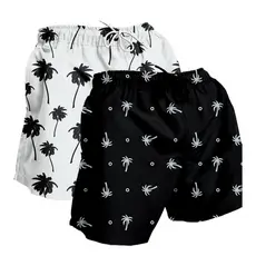 Kit 2 Shorts Masculinos Plus Size Tactel Estampado G1 G2 G3 Praia Casual Leve Conforto Verão Moda