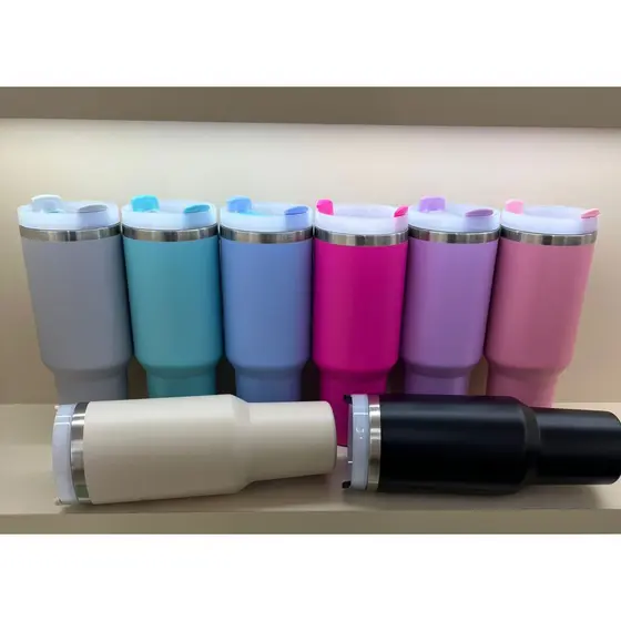 Térmico Copo Inox Alça Flip Straw com canudo 1200ml