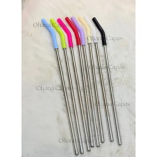 Canudo inox com bico silicone para copo Quencher