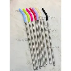Canudo inox com bico silicone para copo Quencher