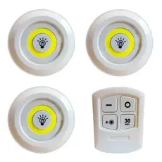Lampada Led Luminaria Spot Sem Fio Controle Remoto C/3 Peças menor preço