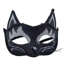Mascara Luxo Gato Preto Com Brilho Cosplay Festa Haloween menor preço
