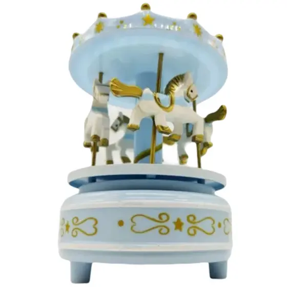 Mini Carrossel Caixinha Musical Azul Bebê Com Branco menor preço